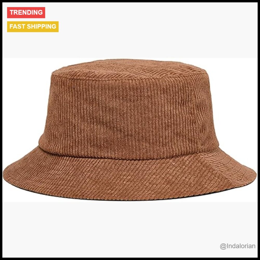 Corduroy Reversible Bucket Hat Unisex Cotton Twill Canvas Sun Protection